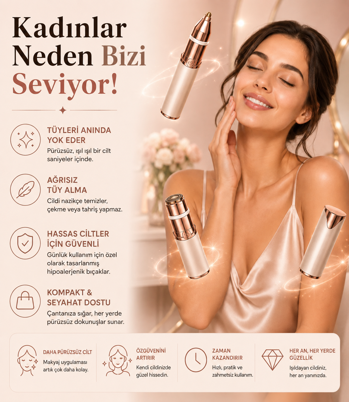2'si 1 arada kaş ve yüz tüy alma cihazı