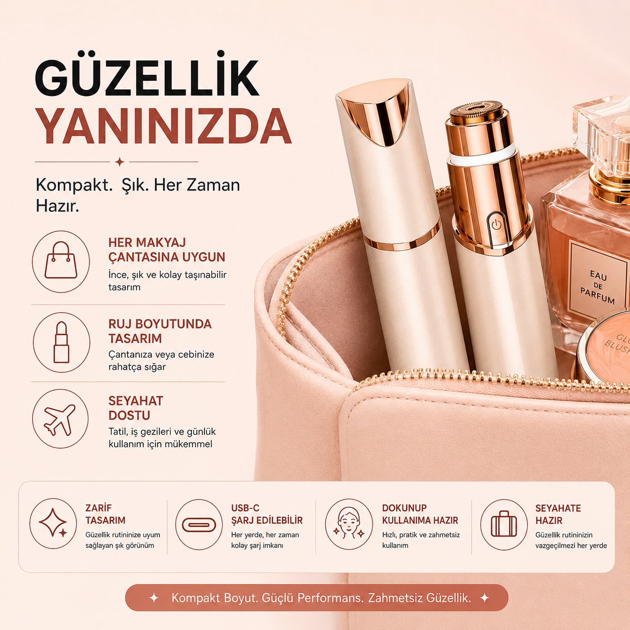 2'si 1 arada kaş ve yüz tüy alma cihazı